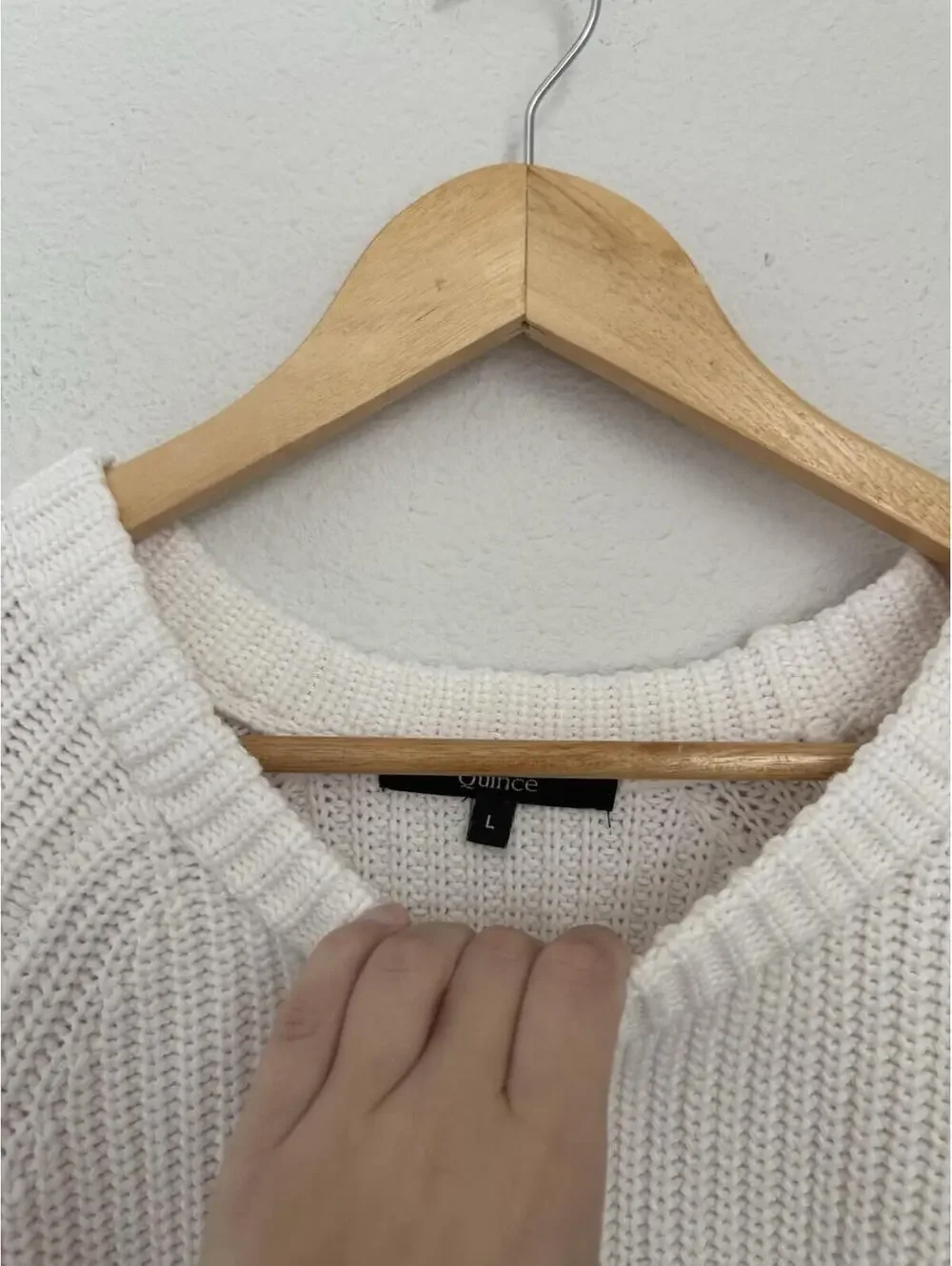 Quince Women's LG White 100% Organic Cotton Fisherman Crew Sweater Nautical - Picture 3 of 7